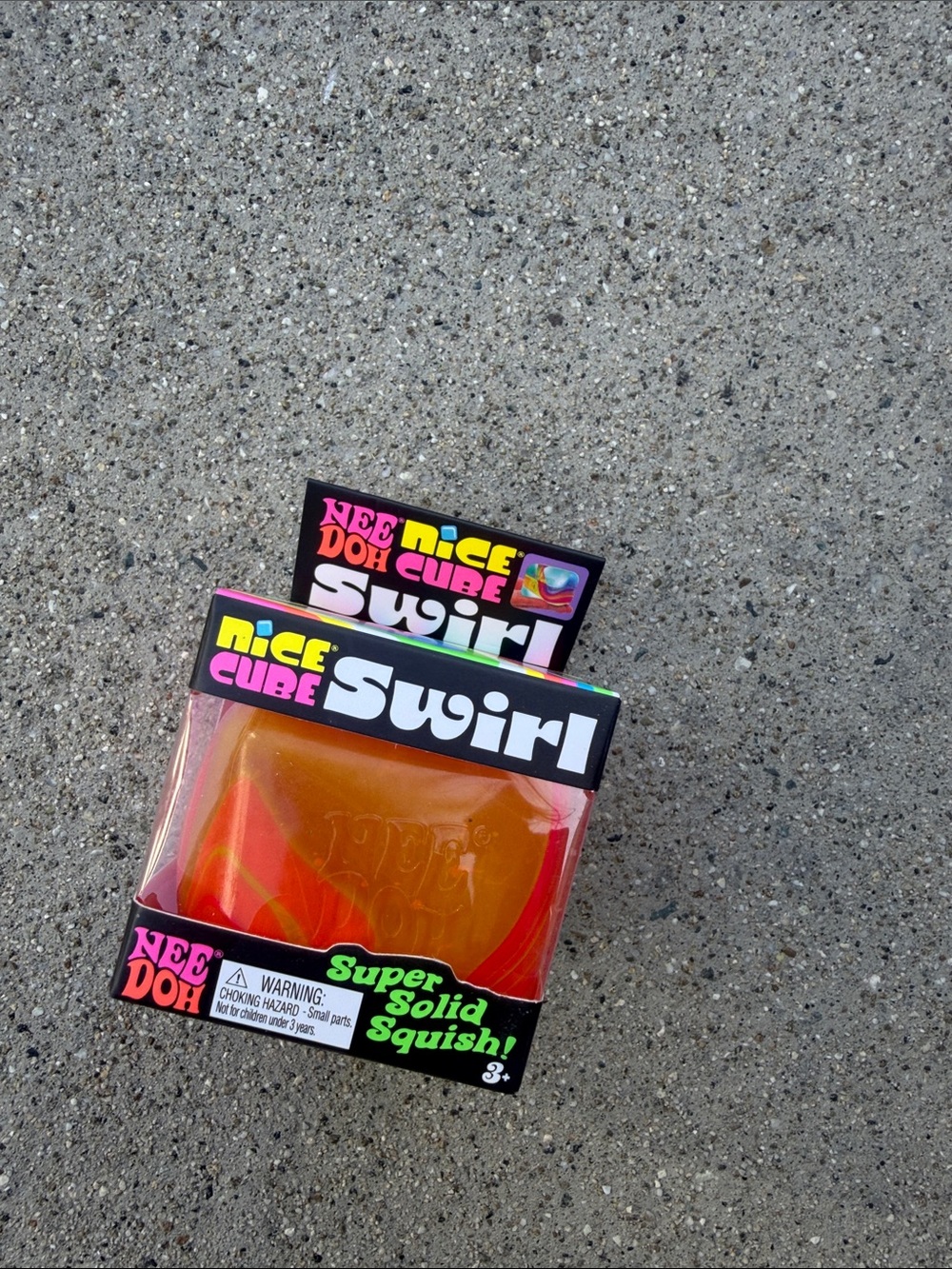 Nee Doh Nice Cube Swirl Super Solid Squish Orange Cube